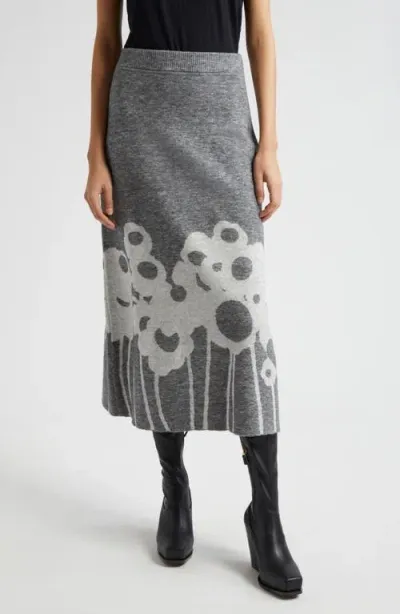 Marimekko Pieli Lammett Jacquard Knit Skirt In Grey