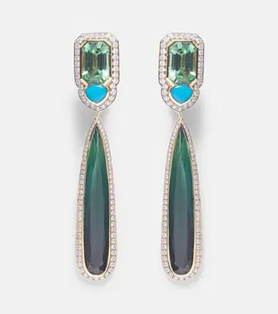 Marina B Quarta 18kt Gold Earrings With Diamonds And Gemstones In Green