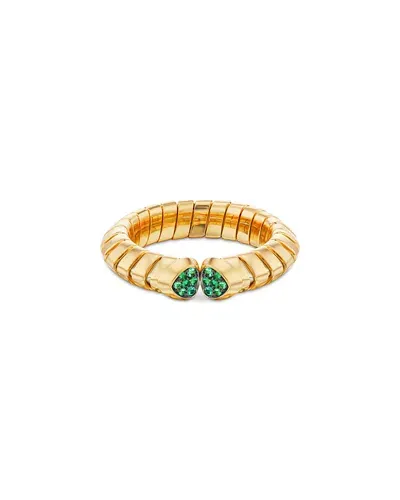 Marina B 18k Yellow Gold Trisolina Emerald Pave Ring In Green/gold