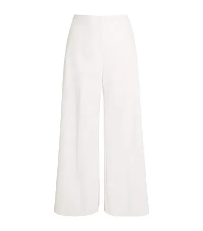 Marina Rinaldi Cotton-blend Wide-leg Trousers In White