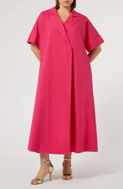 Marina Rinaldi Ginosa Poplin Maxi Shirtdress In Fuchsia