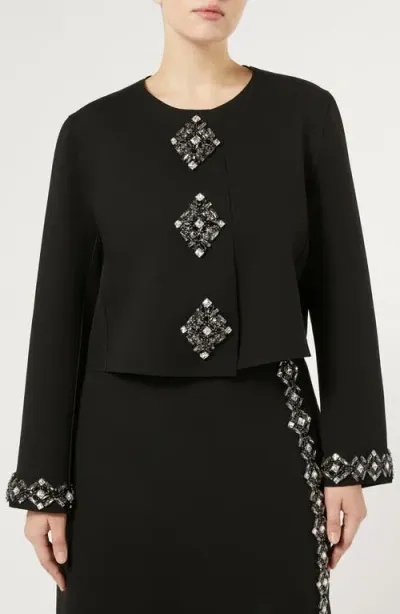 Marina Rinaldi Mabel Rhinestone Cady Jacket In Black