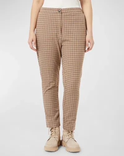 Marina Rinaldi Plus Size Rossana Check-print Slim Pants In Pink