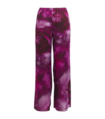 Marina Rinaldi Rose Print Trousers In Red