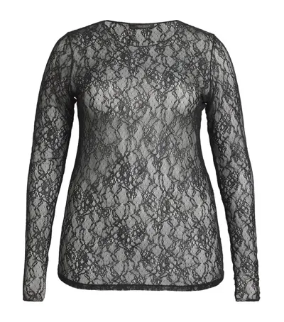 Marina Rinaldi Stretch-lace T-shirt In Black