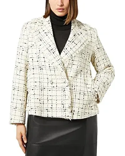 Marina Rinaldi Textured Check Double Breasted Jacket In White