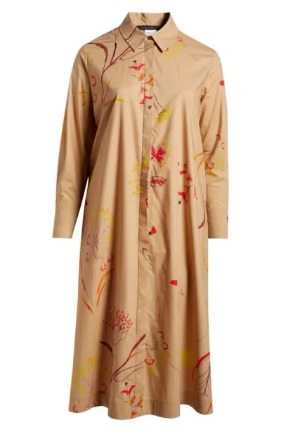 Marina Rinaldi Uta Long Sleeve Shirtdress In Camel