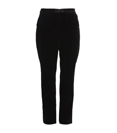 Marina Rinaldi Velvet Straight Trousers In Black