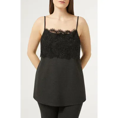 Marina Rinaldi Volto Mixed Media Long Camisole In Dark Grey