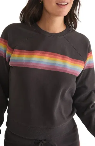 Marine Layer Anytime Stripe Raglan Sweatshirt In Black