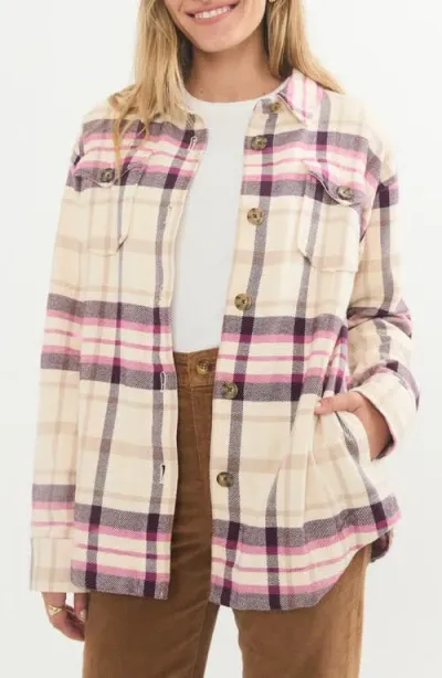 Marine Layer Flannel Shacket In Warm Plaid