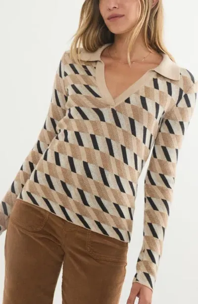 Marine Layer Morgan Polo Sweater In Neutral Geo