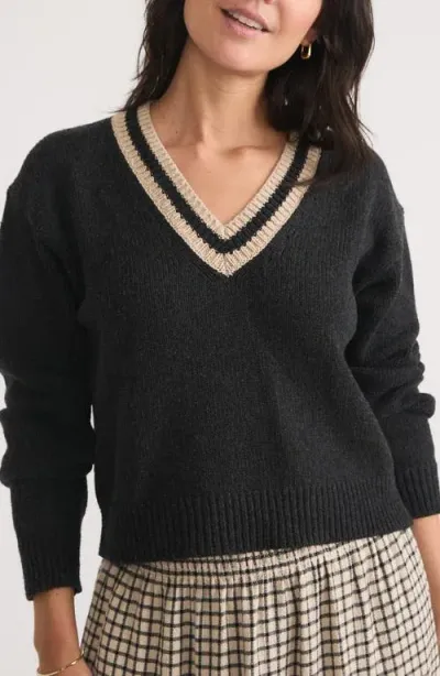 Marine Layer Bella Cropped Sweater In Faded Black