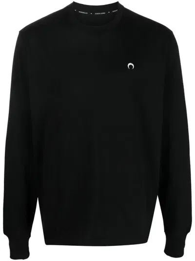 Marine Serre Organic Cotton Long-sleeve T-shirt In Black