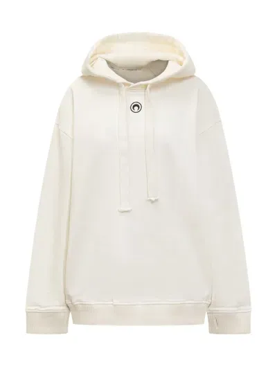 Marine Serre Printed Fleece Hoodie In White