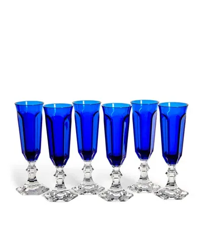 Mario Luca Giusti Set Of 6 Dolce Vita Champagne Flutes In Blue