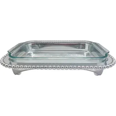 Mariposa Pearled Oblong Casserole Caddy In Silver