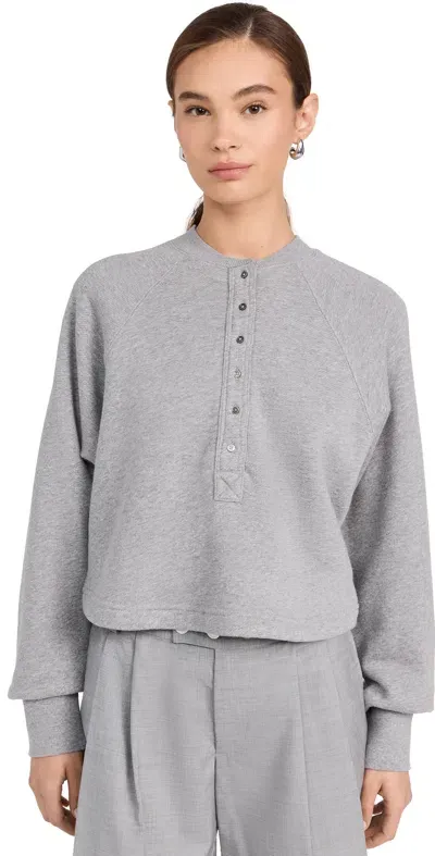 Marissa Webb So Uptight French Terry Plunge Henley Sweatshirt Heather Grey