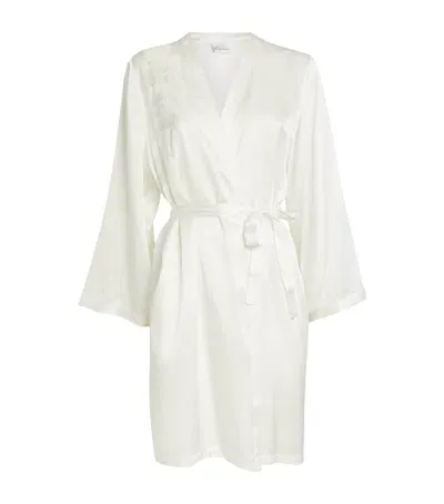 Marjolaine Silk Lace-trim Robe In Ivory