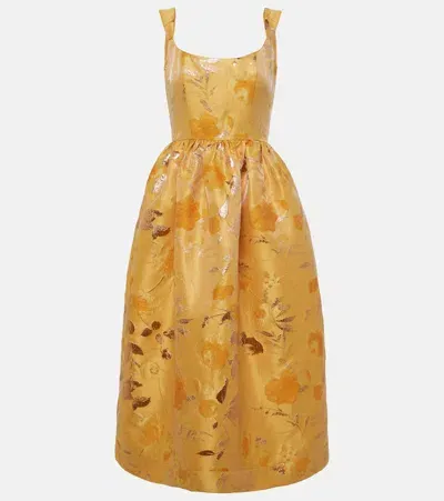 Markarian Apple Floral Midi Dress In Yellow