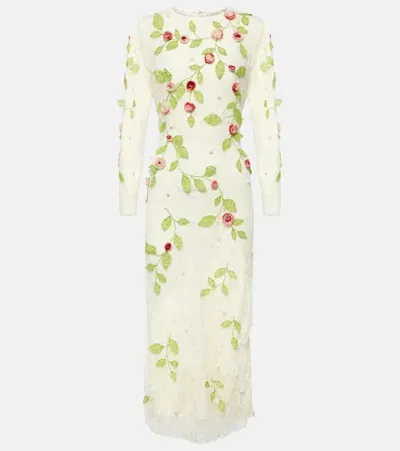 Markarian Avelina Embroidered Cotton Lace Midi Dress In White