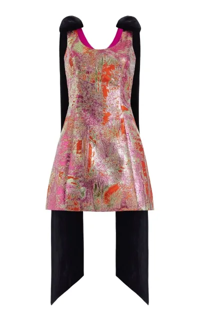 Markarian Gita Metallic Brocade Bow-detailed Mini Dress In Multi