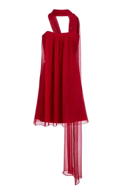 Markarian Silvia Chiffon Scarf Mini Dress In Red