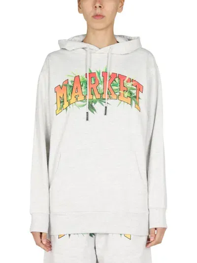 Market Logo Print Sweatshirt In Grey