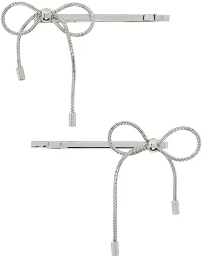 Marland Backus Ssense Exclusive Silver Bow Hair Clips In Steel