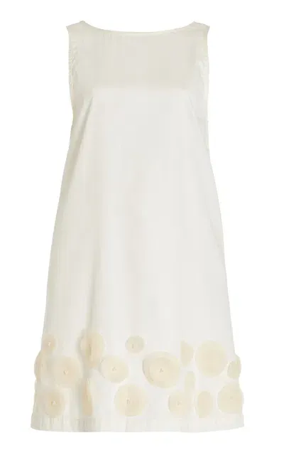 Marlies Grace Daisy Embellished Cotton Mini Dress In Ivory