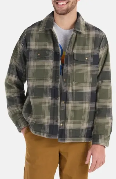 Marmot Ridgefield Fleece Lined Flannel Snap-up Shirt Jacket In Nori