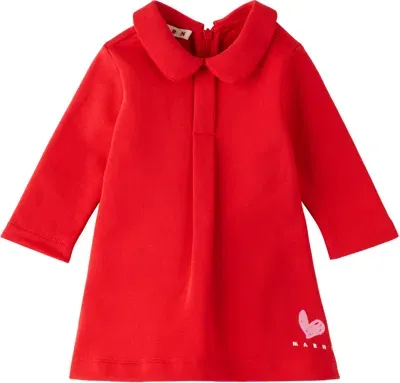 Marni Baby Red French Terry Dress In 0m416