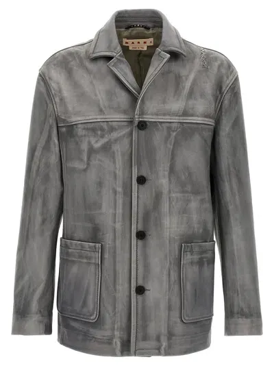 Marni Biker Casual Jackets, Parka In Gray