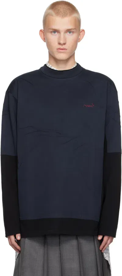 Marni Black & Navy Double Layered T-shirt In 00n99 Black