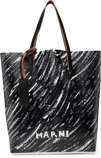 Marni Black Scribble Tribeca N/s Tote In 00n99 Black