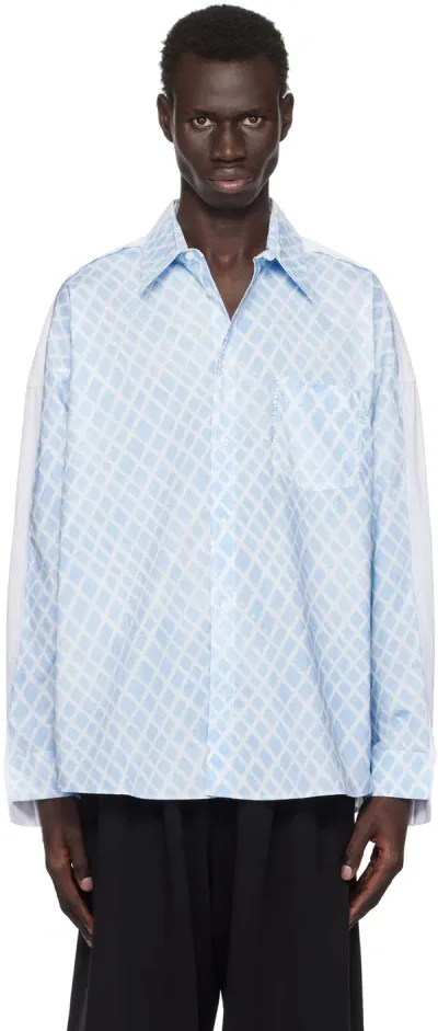 Marni Blue & White Check Shirt In Lab21 Light Blue