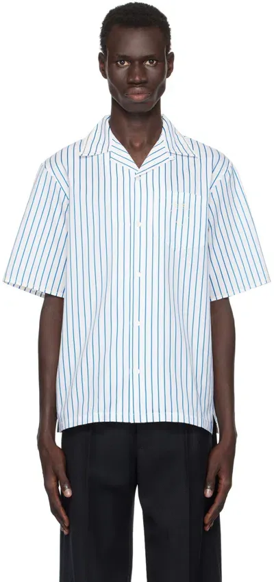 Marni Blue & White Striped Shirt In Stw01 Lily White