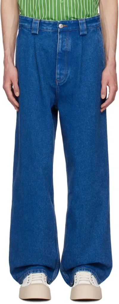 Marni Blue Coated Jeans In Bdb60 Ocean