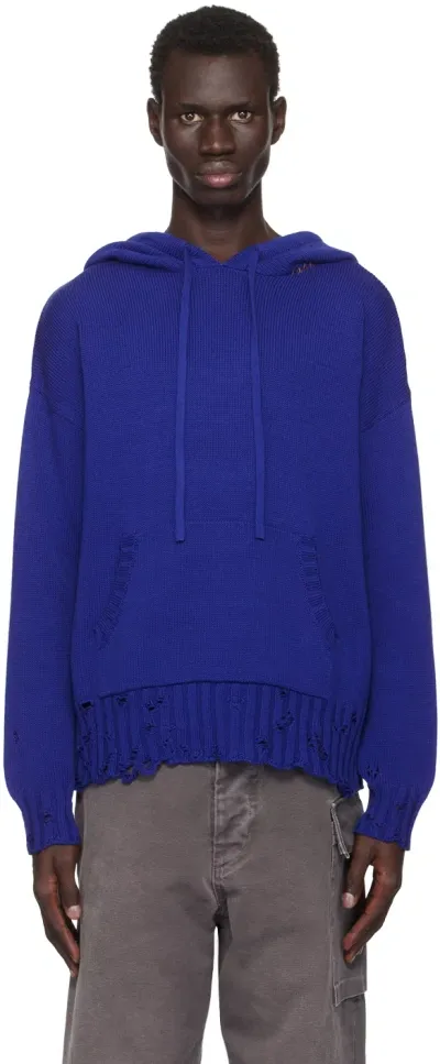 Marni Blue Dishevelled Hoodie In 00b59 Bluette