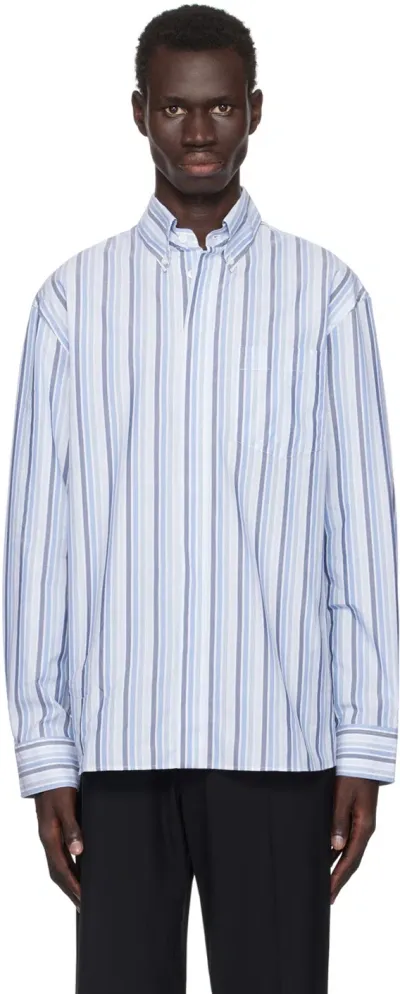 Marni Blue Striped Shirt In Stb47 Lake