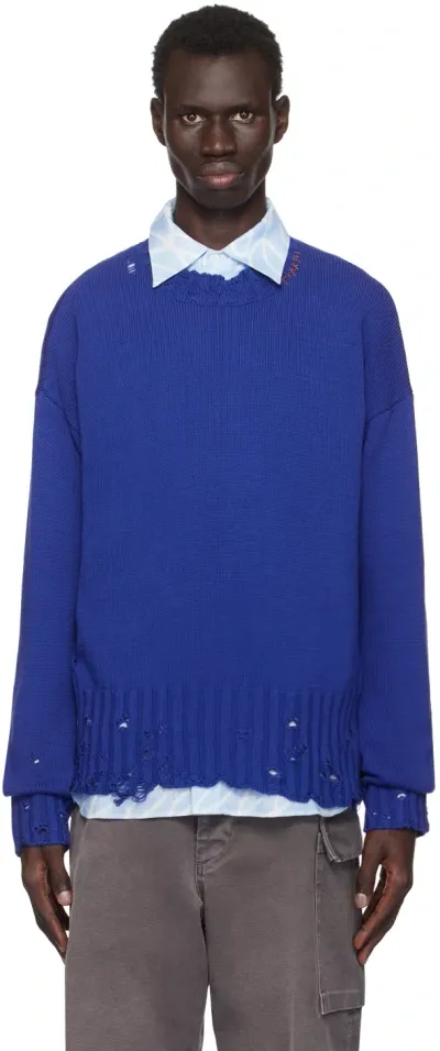 Marni Blue Twisted Crewneck Sweater