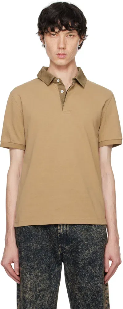 Marni Brown Canvas Collar Polo In 00w60 Nomad