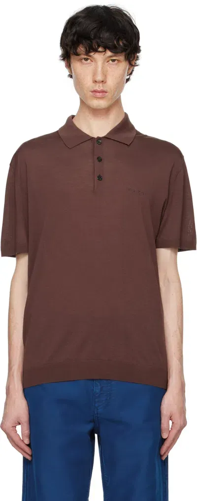 Marni Brown Fine Wool Polo In 00m40 Raisin