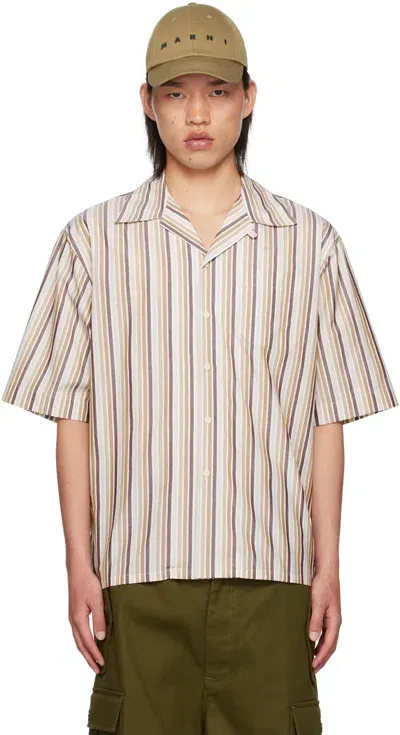 Marni Brown Striped Shirt In Stw60 Nomad