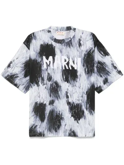 Marni Brush Strokes-print T-shirt In Grey