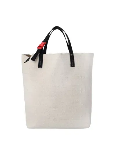 Marni Buckle Detailed Tote Bag In White