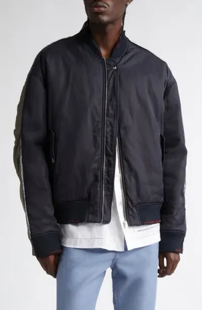 Marni Colorblock Bomber Jacket In Midnight/blue