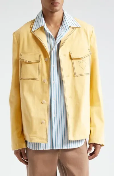 Marni Contrast Stitch Denim Jacket In Light/yellow