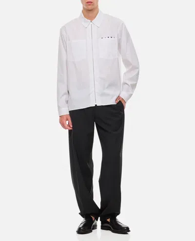 Marni Cotton Full Zip Shirt In White