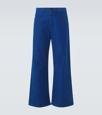 Marni Cotton Wide-leg Pants In Blue